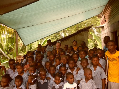 Students and teachers at the Bethesda school, a free elementary school in Limbé, Haiti